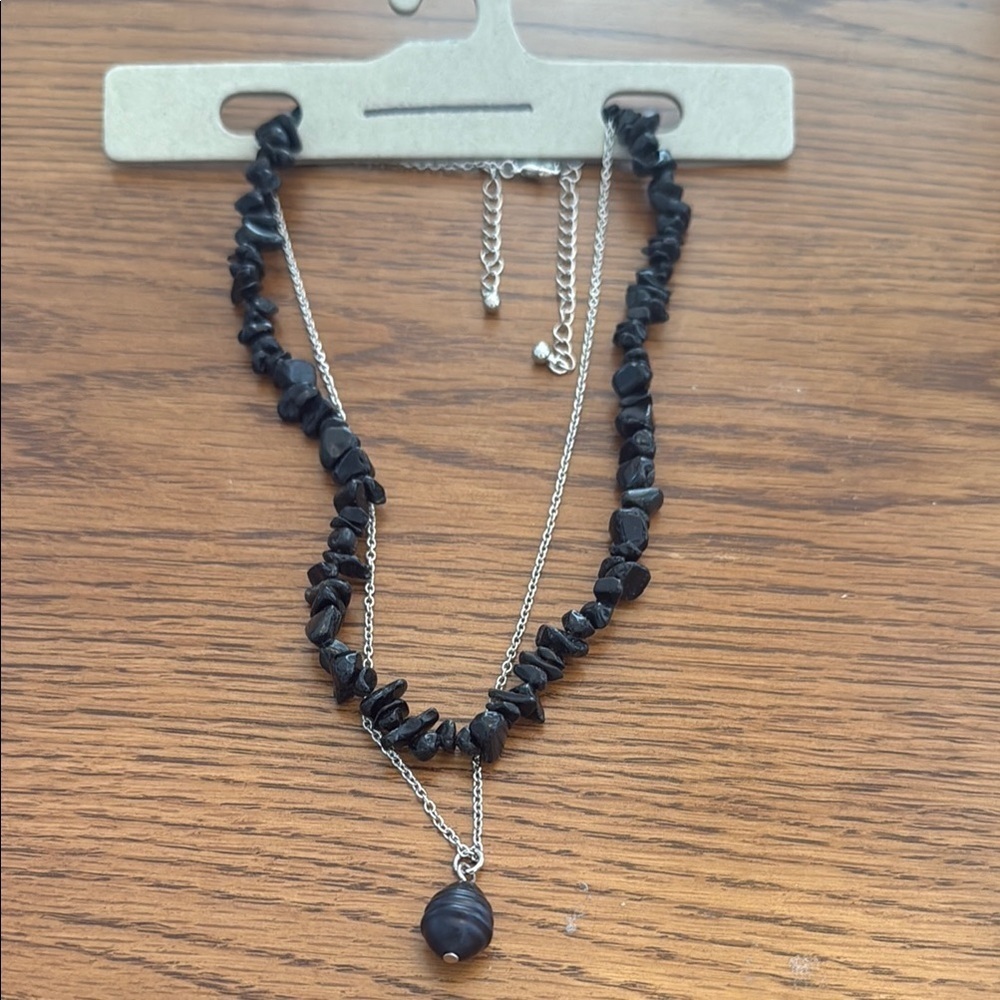 NWT Urban Outfitters Black and Silver Layered Necklace